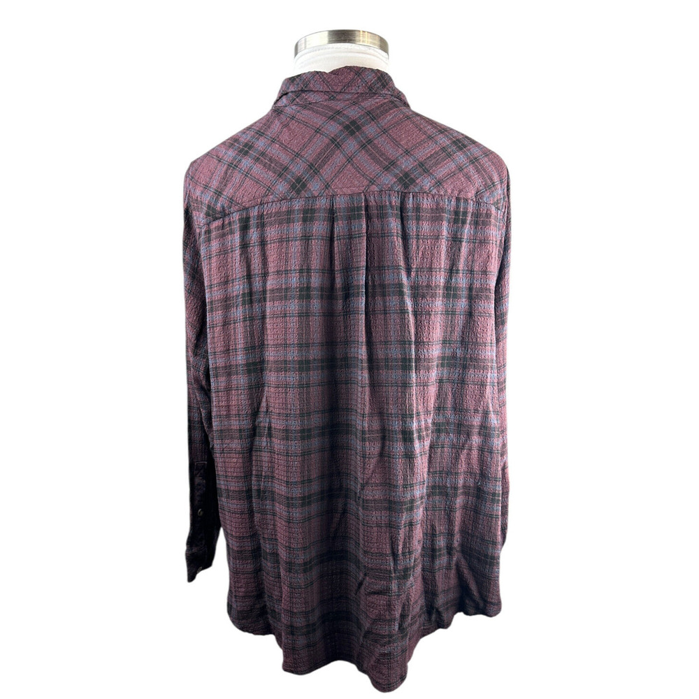 Torrid Lizzie Crinkle Flannel Gauze Button Up Tunic Red Plaid Plus Size 3 3X - Picture 5 of 10
